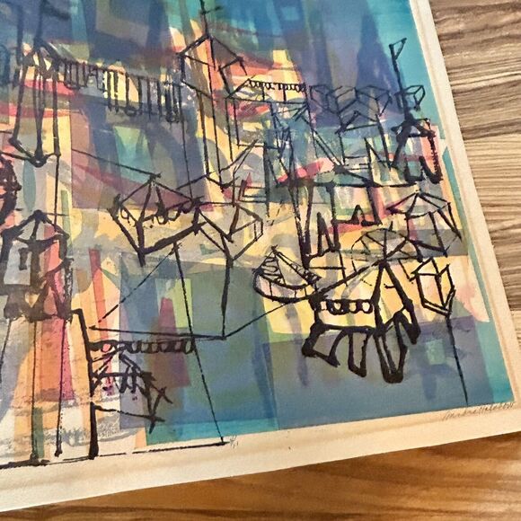 Sandra Holubow Abstract Print Signed Number Chicago Artist "Carnival" 15" x 19" - Picture 5 of 11